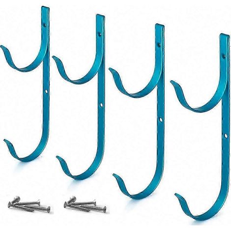 Ensemble de 4 supports de perche de piscine haut de gamme en aluminium bleu, adaptés aux perches télescopiques, épuisettes, râteaux à feuilles, filets, brosses et tuyaux d'aspirateur. (1/5)