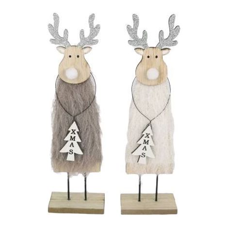 TrendLine Dekofigur Holz Rentier 39 x 12 cm Weihnachtsdeko Dekoration