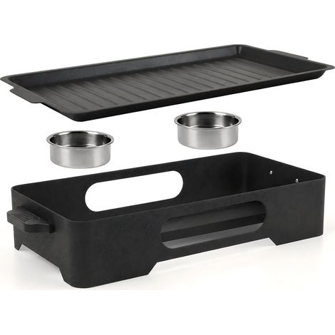 Plaque Chauffante pour Barbecue Plateau de Service avec Fonction Bougie Chauffe-Plat pour Viande et accompagnement (1/5)