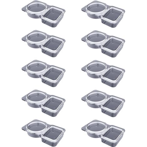5/10/15/20 pièces Contenants à condiments à double compartiment, boîtes réutilisables pour sauces et collations, 9x14x3 cm (1/5)