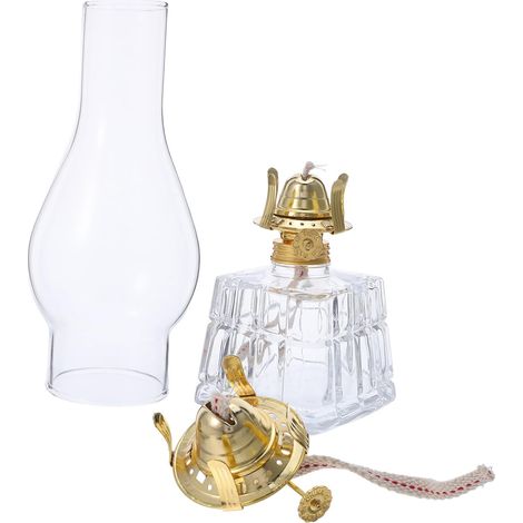 Lanterne à Huile Rustique Lampe Pyramidale Verre Soufflé Main Résistante Vent pour Éclairage Appoint Intérieur et Extérieur (1/5)