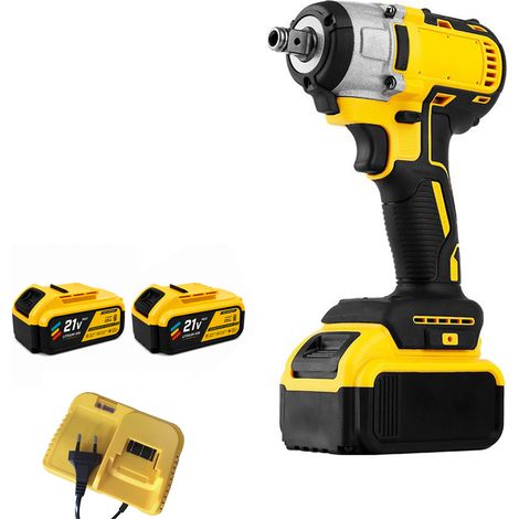 Clé à impact avec 2 piles et 1 chargeur, clé électrique haute couple, outil de démontage pour pneus, boulons rouillés, équipement lourd (1/5)