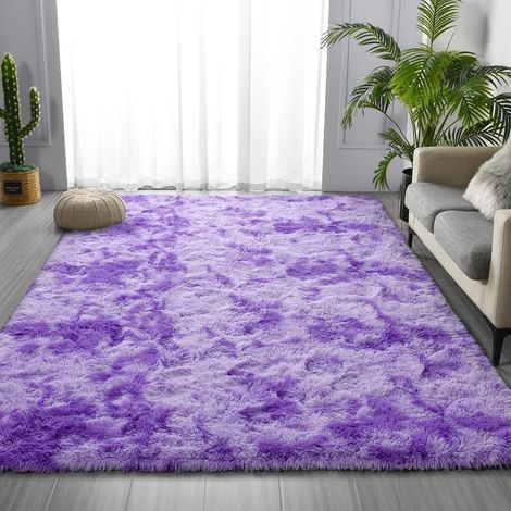 Tapis de Salon, à Poils Longs, Tapis Chambre Violet tie-dye, 160x 230cm, antidérapant, Extra Large, Moelleux et Moderne, pour Chambre à Coucher, Chambre d'enfant (1/5)