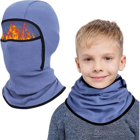 Kinder Sturmhaube Winter warm winddicht Fleece Skimaske Radfahren Halswärmer 6-14 Jahre (1/5)
