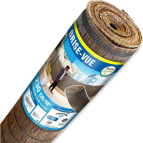 Terre Jardin – Brise vue occultant 230 g/m² – Imitation paille/bois – Canisse synthétique marron – Fixation facile sur clôture