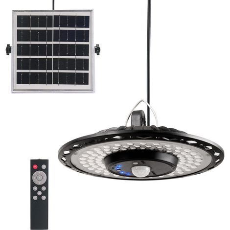 Lampe Suspendue Solaire Murale Lumière Garage Capteur de Mouvement Extérieur Étanche Lumières Accrochables avec Télécommande 180 LED (1/4)
