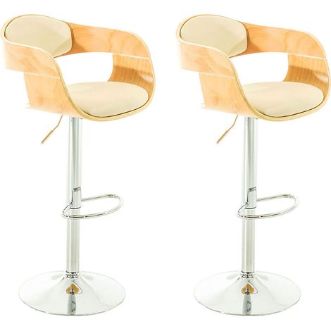 Set De 2 Taburetes Kingston En Simil Cuero Natural/crema
