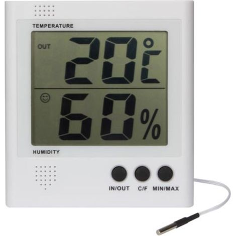 Velleman Digitales Thermo-/Hygrometer, großes LCD, Innentemperatur und -feuchtigkeit, Batterieanzeige, Speicherfunktion, Gefrierpunktalarm