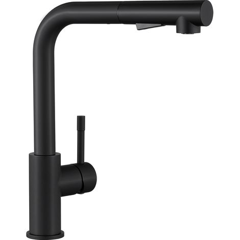 Hochdruck Schwarze Küchenarmatur, 360° schwenkbare Mischbatterie, Auszieharmatur, Einhebelmischer, Spültischarmatur