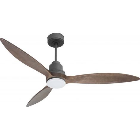 Tenerife - Un ventilateur et un Super destratificateur DC 132 cm Gris basalte pales en bois sombre Lumière Led 25 à 35 m² (1/5)