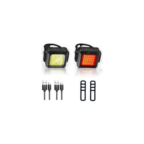 Kit de luces recargables para bicicleta con 3+3 modos: ultrabrillantes, resistentes al agua IPX5 para ciclismo nocturno, incluye luz delantera, luz trasera y reflector - Crezuo