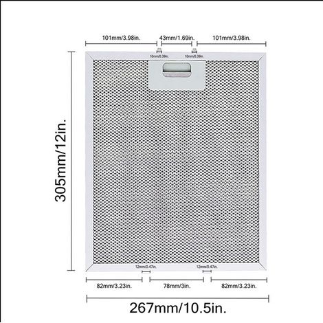Compatible with Whirlpool/Ikea/Jenn Air W10169961A extractor hood filter, aluminum filter, 305 x 267 mm, replacement set for kitchen extractor hoods.--DTEKGAZ