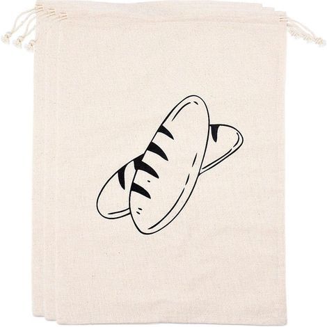 Sacs à pain en lin réutilisables - sacs en coton à cordon - respirants et écologiques - 30 x 40 cm - Lot de 3 (1/5)