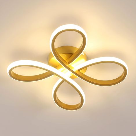 Plafonnier LED Moderne, 30W 3375LM Lampe de Plafond, Luminaire Plafonnier LED pour Chambre salon, Salle à manger Cuisine, Lumière Chaude 3000K, 30cm, Or (1/5)
