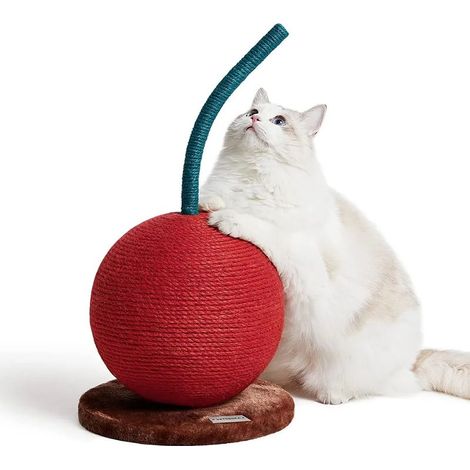 Arbre à chat en bois de cerisier, 57,5 cm de haut, avec boule en corde de sisal, griffoir vertical pour chats d'intérieur, Kitten SuppliesTR (1/4)