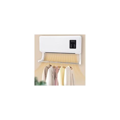 Trade Shop Traesio – Climatiseur mural 2000W avec porte-manteau – Fonction 2 en 1 : chauffage et séchage – Compact pour petits espaces – Distribution d'air homogène