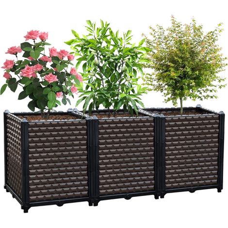 Jardinière surélevée auto-arrosante, bac de 50 cm de profondeur, 200 L, grands bacs pour plantes d’extérieur, jardinière surélevée en PP pour patio, pour fleurs et légumes, kit de jardinière (1/5)