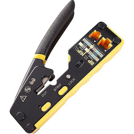 Outil de sertissage traversant RJ45 pour connecteur modulaire Ethernet Cat5/Cat6 (8 broches, 6 broches). (1/5)