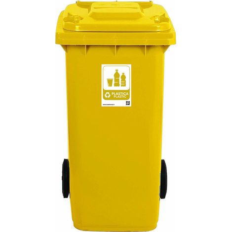 Bidone per la raccolta differenziata grande 240 lt condominio hotel ristoranti certificato UNI EN 840 per rifiuti e riciclo - colorigenerali: GIALLO