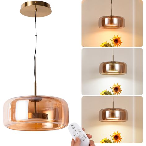 Lámpara colgante LED Ø38cm 25W regulable cristal ámbar (1/5)