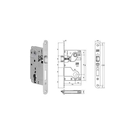 SERRATURA CENTRO CON FORO CILINDRO BORDO TONDO CR. OP. FRONT. MM.22- - mm.50 (B01024.50.34) - 1 pezzi AGB