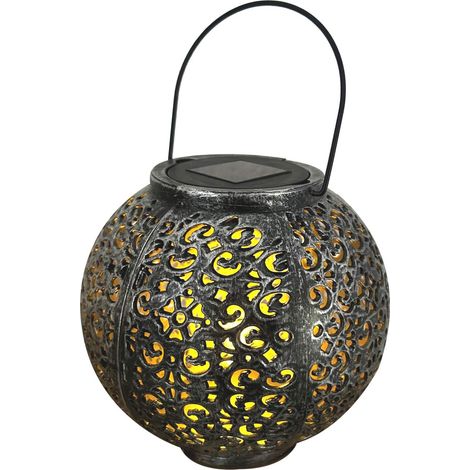 KesTek Solar Laterne Kugelleuchte Gartenlaterne 18 x 17 cm mit Griff und Akku (1/4)