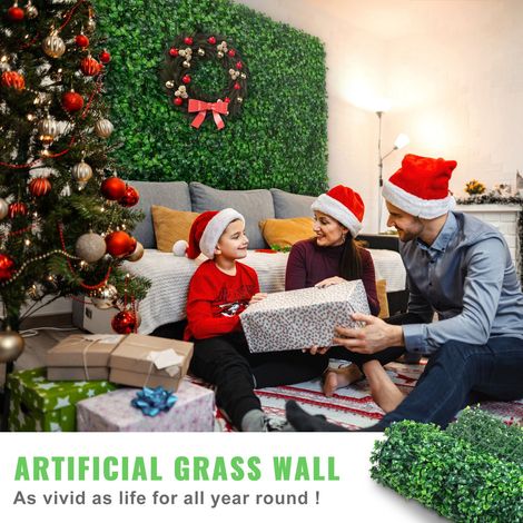 Lot de 12 panneaux de feuillage artificiel PE 100% haie vertes 60x40cm mural décoratif extérieur intérieur jardin terrasse privé SGS (1/5)