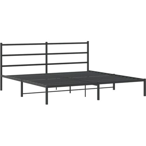 Cadre de lit métal sans matelas et tête de lit noir 180x200 cm vidaXL (1/5)