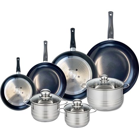 Ensemble de 4 Poêles de cuisson 20, 24, 28 et 32 cm et 3 faitouts 14, 16 et 20 cm Elo Prima Brillant (1/5)