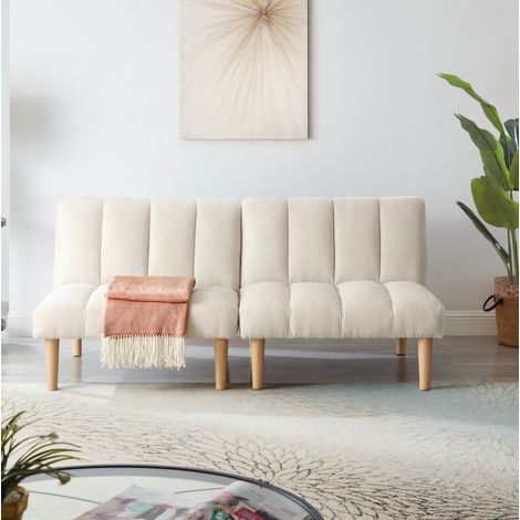 Divano letto 2 posti reclinabile 3 posizioni beige OKMYHOME (1/5)