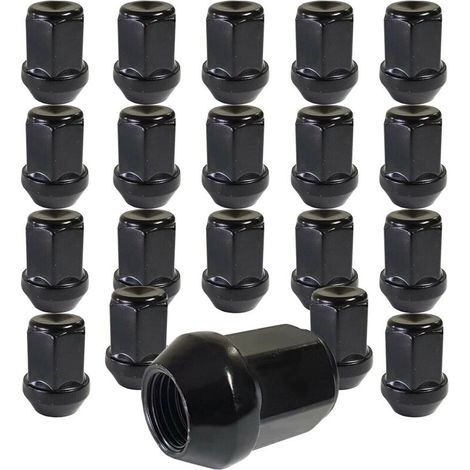 Lot de 20 écrous de roue fermés coniques 60° M12 x 1,5 compatibles avec Ford, Chrysler, Toyota, Hyundai, Kia, Honda, Mazda (noir)