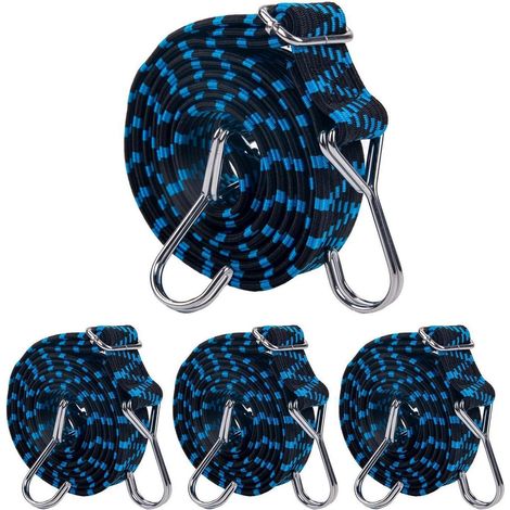 Spanngummis mit Haken, 4er-Set, 200cm, blau