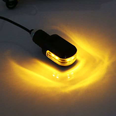 Paire de poignées moto 7/8 pouces avec embouts à 6 LED clignotants ambre, indicateurs de direction universels pour guidon. (1/5)