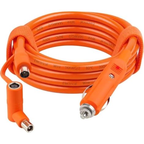 Câble de charge de voiture avec allume-cigare vers prise CC, 2 m, 14 AWG, 12 V/24 V, 15 A, compatible avec Jackery, Bluetti, Anker, Grecell