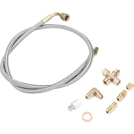 Ligne d'alimentation en huile en acier tressé, Turbo Charge 1/8 Npt, 36 pouces, adaptée pour T3 T3/T4 T4 T70 (1/5)