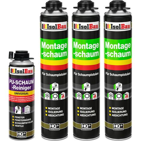 Pistolenschaum Bauschaum Montageschaum 3 x 750ml + 1 x PU-Reiniger 500ml Set (1/5)