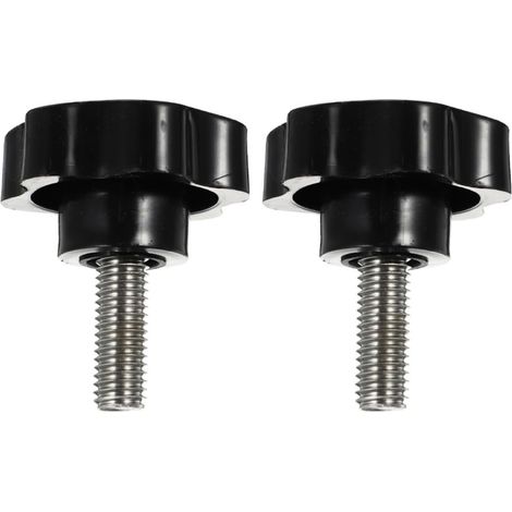 Bouton de serrage à filetage moleté ABS 2pcs M6 noir pour serre joint balancelle extérieure accessoires ergonomique (1/5)