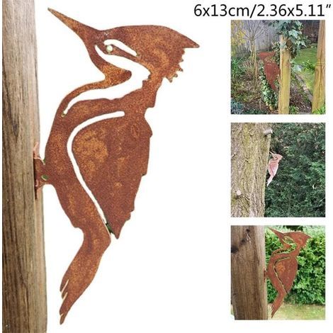 CCYKXA  Rusty Metal Bird Garden Decoration, Birdstalk, Fence Art, Outdoor Statue, Rustic Garden Decoration, Yard Silhouette Ornament