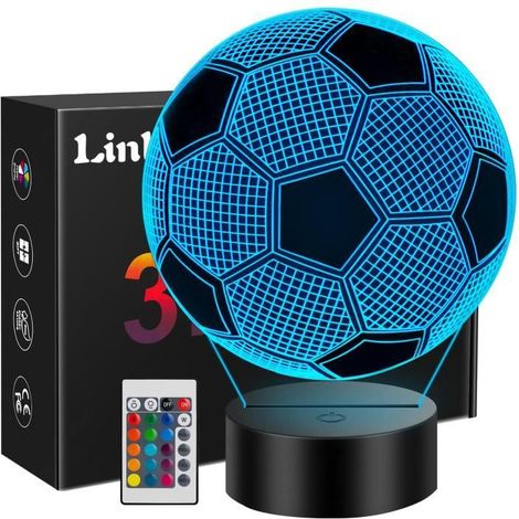 Cadeau Foot Garcon, Veilleuse Enfant 3D LED Football Lampe de Chevet Enfant, Decoration Chambre Surprise Cadeau Garcon 7-12 Ans (1/4)