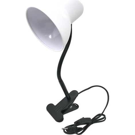 Lampada Da Tavolo Scrivania Braccio Flessibile Pinza Lumetto Bianco E27 (1/3)