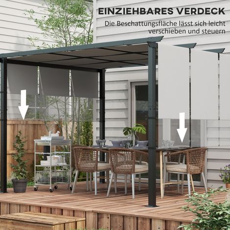Pergola pare-soleil extérieur, tonnelle résistante aux intempéries, avec kit de fixation inclus, 3 x 3,5 m, couleur gris anthracite