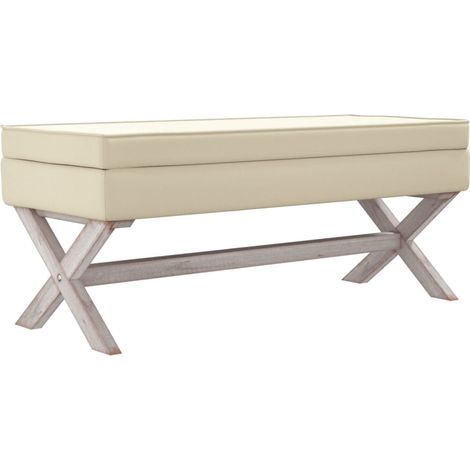 Taburete con almacenaje 110 x 45 x 49 cm lino beige 020010939