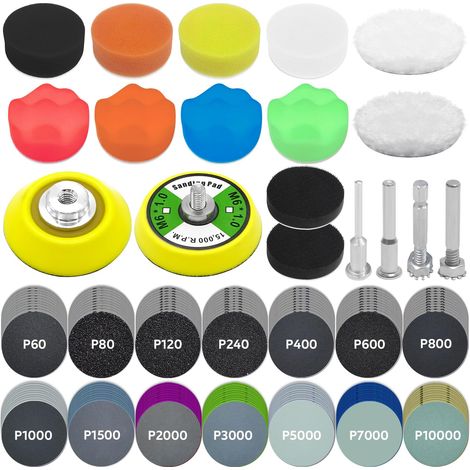 158 Pièces Kit de Polissage Phare Voiture, 50mm Disques Abrasifs (1/5)