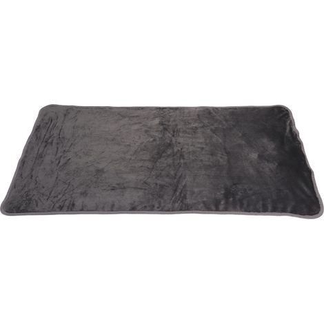 Couverture chauffante électrique en velours doux, 3 niveaux de chauffe, USB, dos chauffant, grise (1/5)