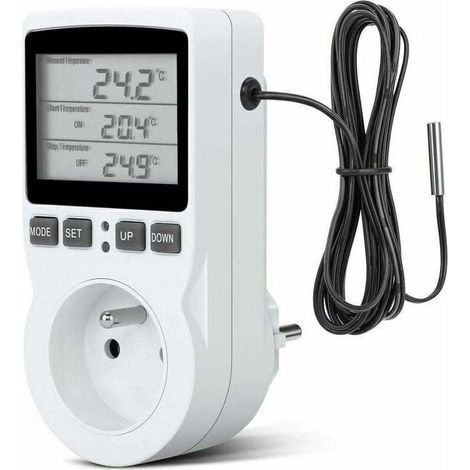 Prise Thermostat, Prise Minuteur Digital, Prise Programmable Digitale avec Sonde, Minuterie Numérique Programmable, Prise Thermostat chauffage pour Serre, Aquarium (1/5)