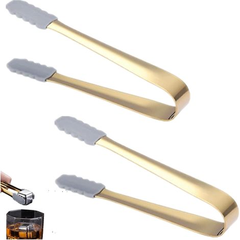 Lot de 2 pinces de service, pinces de cuisine, pince à glaçons en acier inoxydable, pince à sucre en silicone, pince de service antidérapante pour glaçons et sucre.-AquaForge (1/5)