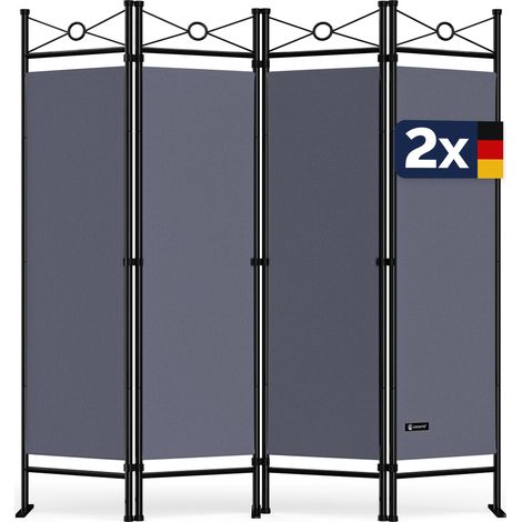 Casaria 2er Set Paravent Lucca 180x163 cm Verstellbar Raumteiler Trennwand Umkleide Sichtschutz Spanische Wand Grau (1/5)