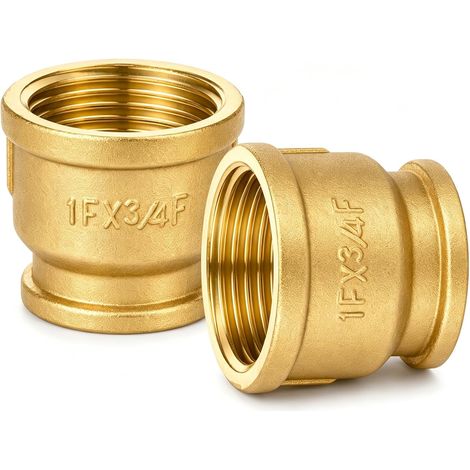 Lot de 2 manchons de réduction en laiton G1 IG x G3/4 IG, filetage intérieur de 1" à 3/4" - Réducteur DN25 vers DN20 en laiton - Raccord fileté pour conduites d'eau, chauffage, irrigation de (1/5)