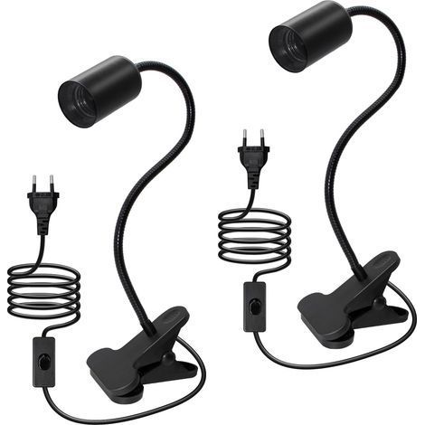 Lampe à Pince E27, 240CM Cable, 35CM Longueur 360°Flexible Col de Cygne, Douille E27, Lampes de Chevet avec Interrupteur (1/5)