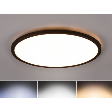 Flache LED Deckenleuchte AUREO Schwarz, mit Fernbedienung dimmbar Ø 40cm (1/5)